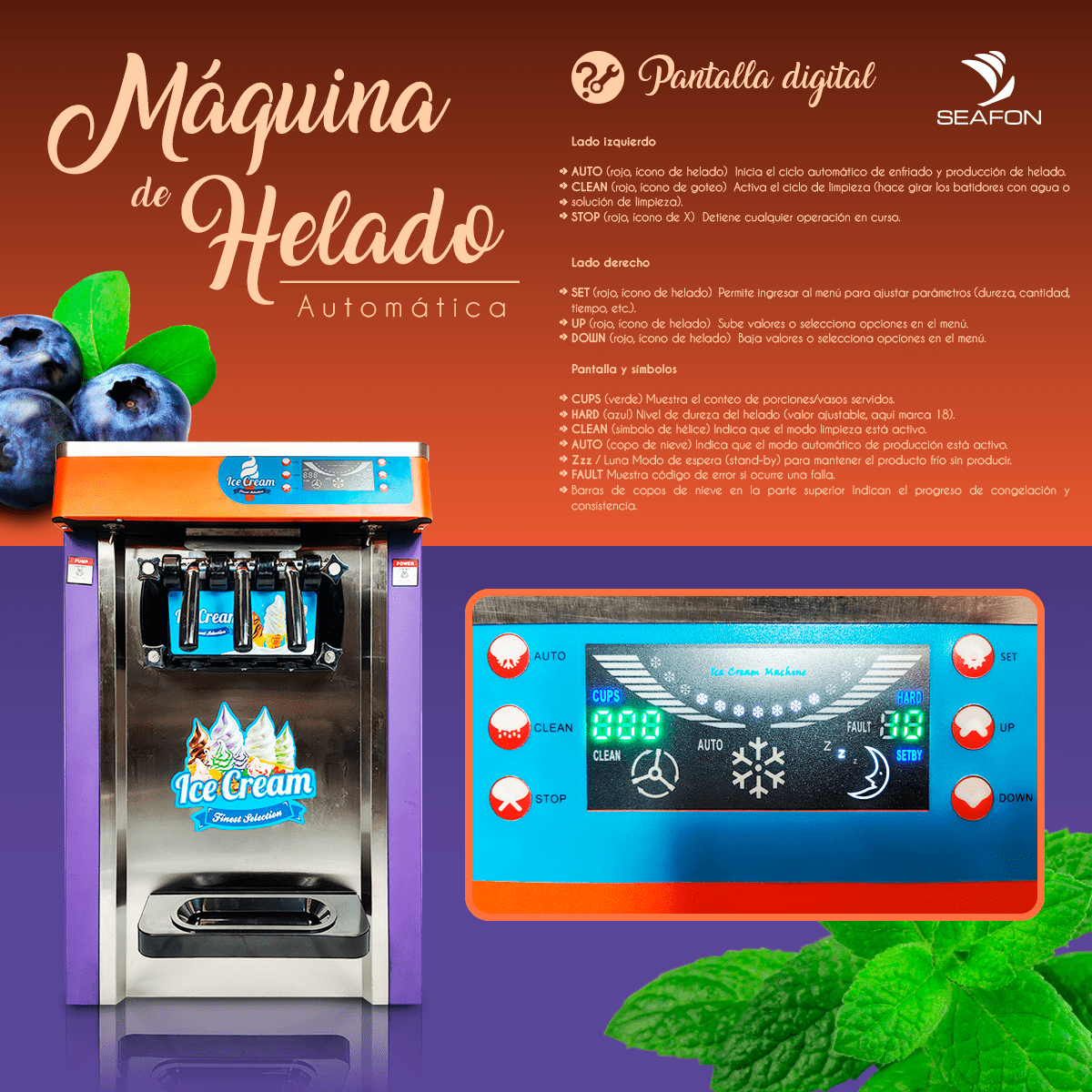 Máquina Helado Suave Nieve Automática Comercial 1800w - Imagen 5