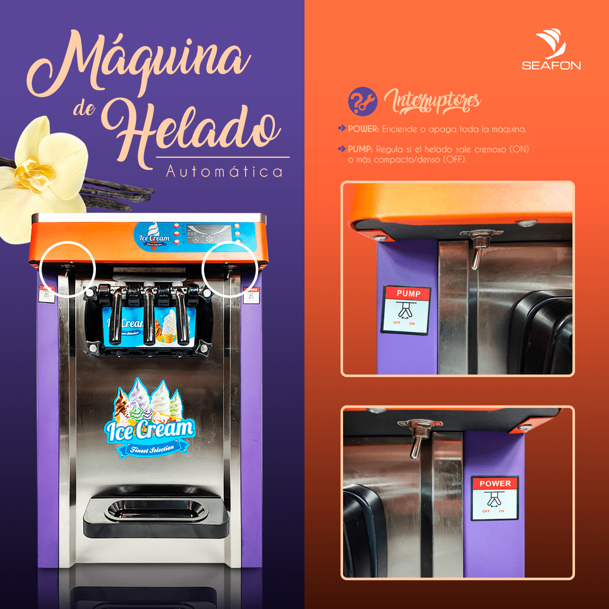 Máquina Helado Suave Nieve Automática Comercial 1800w - Imagen 6
